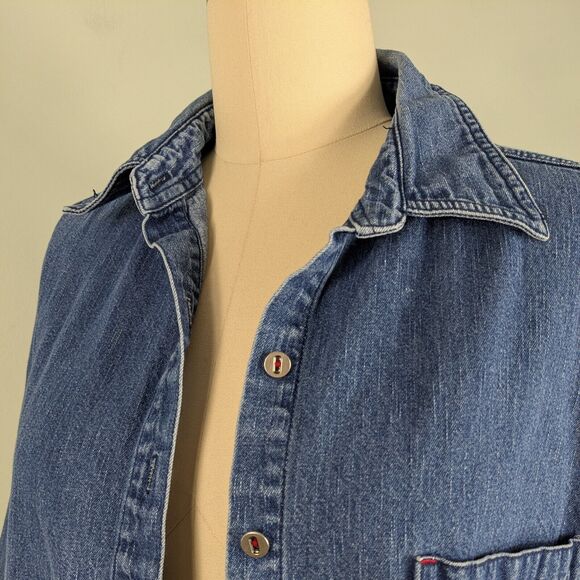 Vintage Chicos Denim Top Topper Jacket XL Blue Jean Boxy Layering Lagenlook Prep - Picture 3 of 11